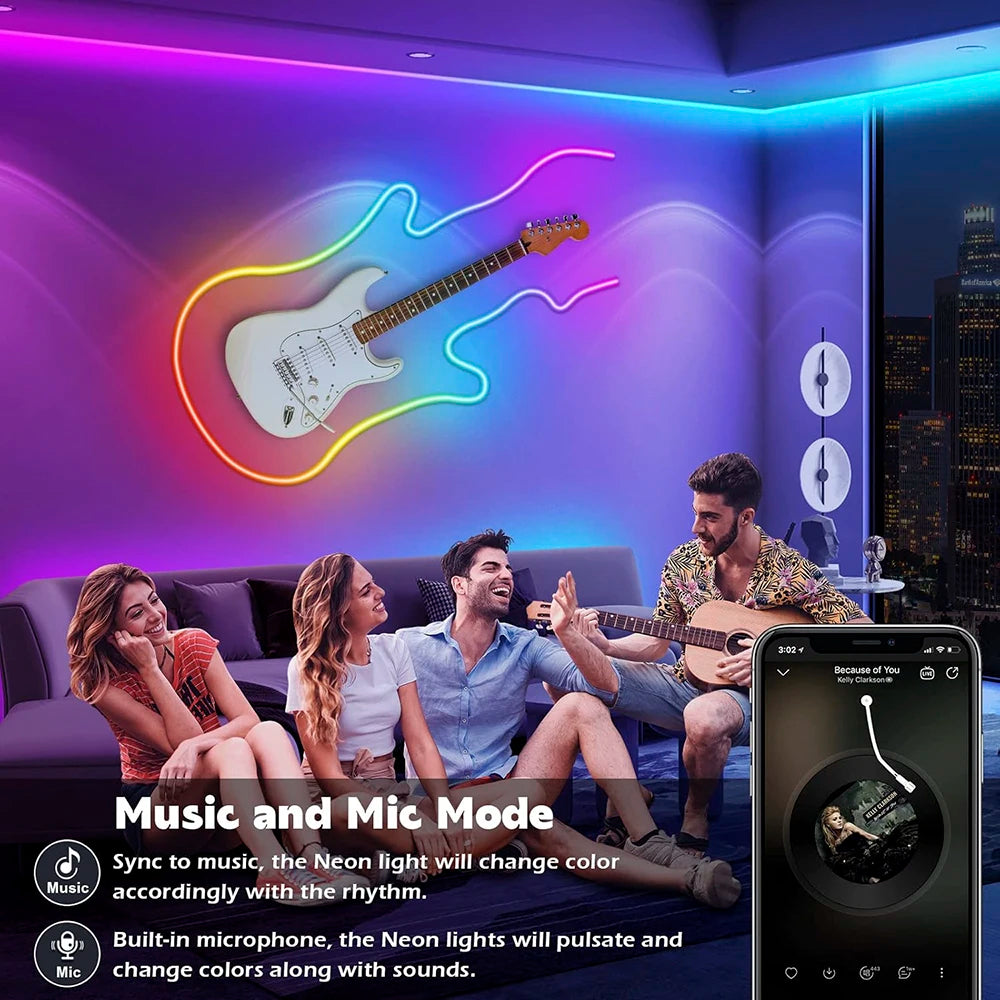 TUYA WIFI LED Neon Strip Lights RGBIC Waterproof Voice Control
