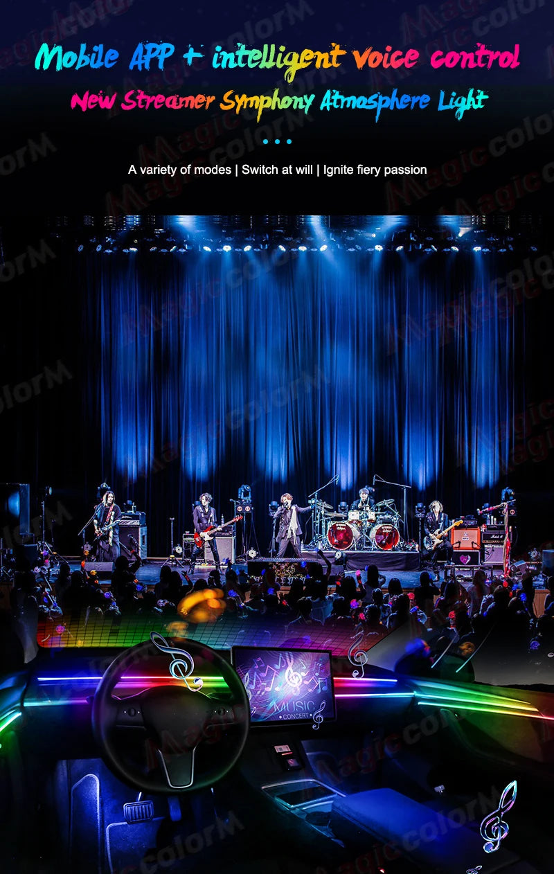 18 in 1 Led Car Ambient Lights 213 64 Color RGB Symphony