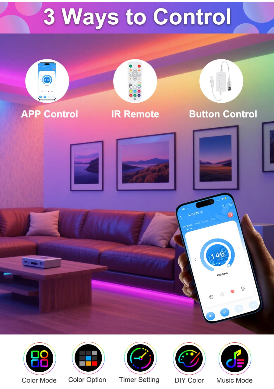 3mm 5mm 5V WS2812B Addressable COB LED Strip