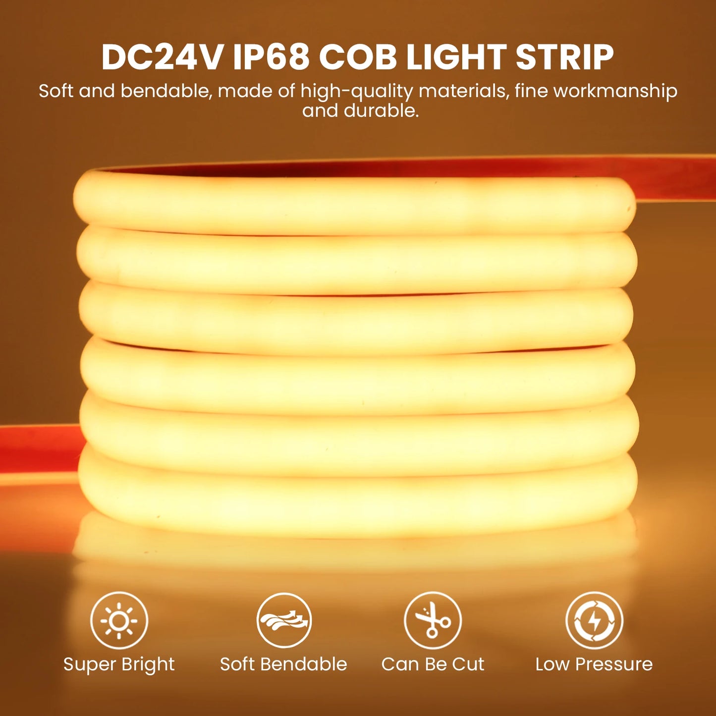 DC 24V COB Solar Neon Light Strips 320LEDs 480LEDs Lighting