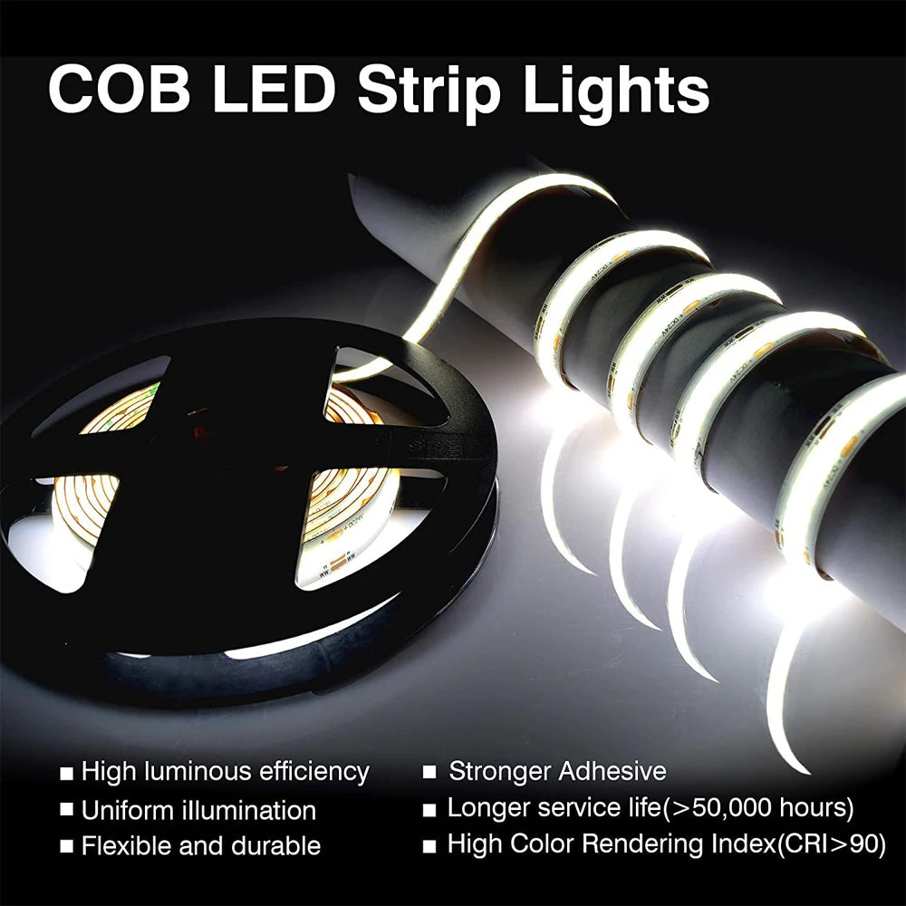 DC CCT COB LED 12V 24V Strip Light RA90 Dimmable 2700K To 6500K