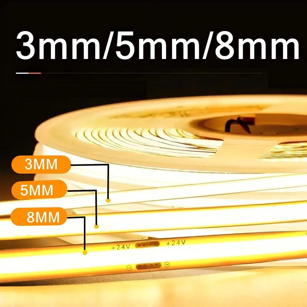 3mm/5mm/8mm DC5V High Density COB Light Strip