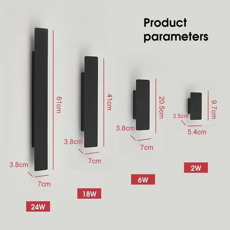 Outdoor Waterproof Wall Lamps Strip Aluminum Wall Lights