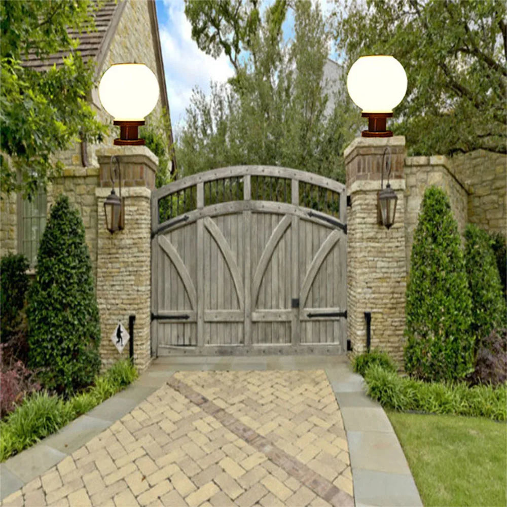 LED Round Ball Stainless Steel Solar Post Lamp Outdoor