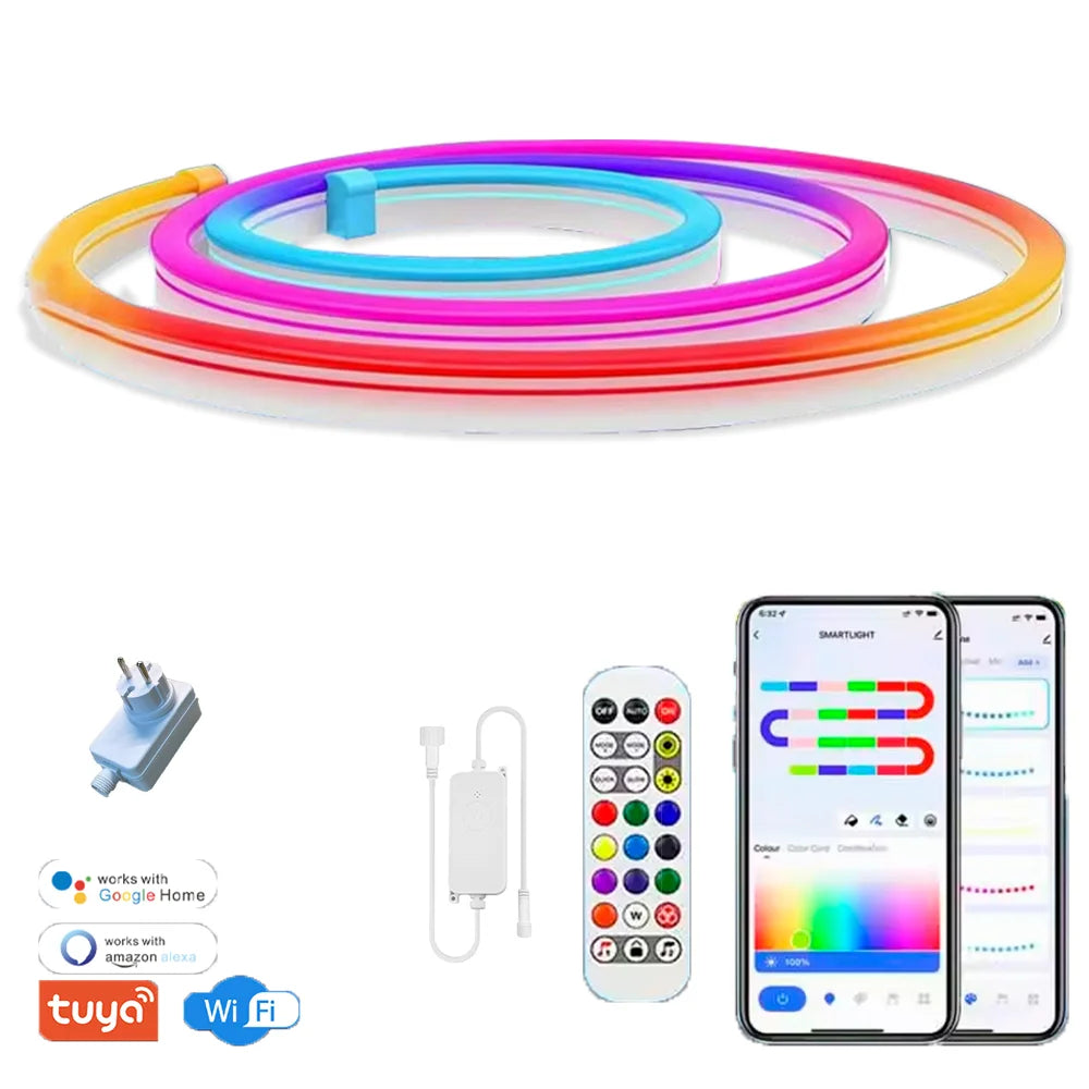Tuya Wifi Plug RGBIC LED Neon Strip Lights Decoration Lighting