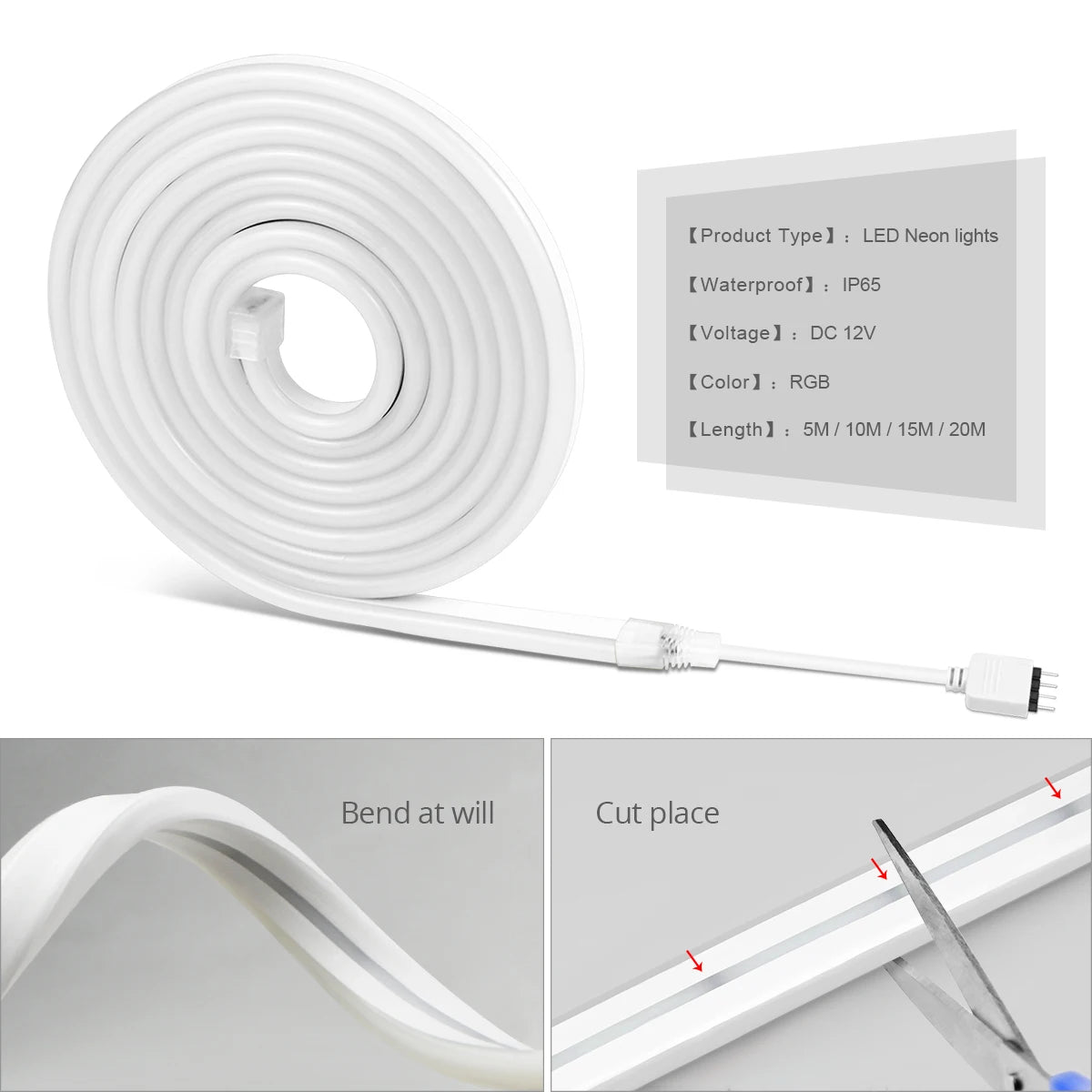 Tuya Smart Life 12V RGB Neon Light LED Strip Voice Control