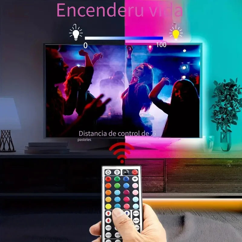 USB 5050 RGB LED Strip With Remote Control, 44 Lighting