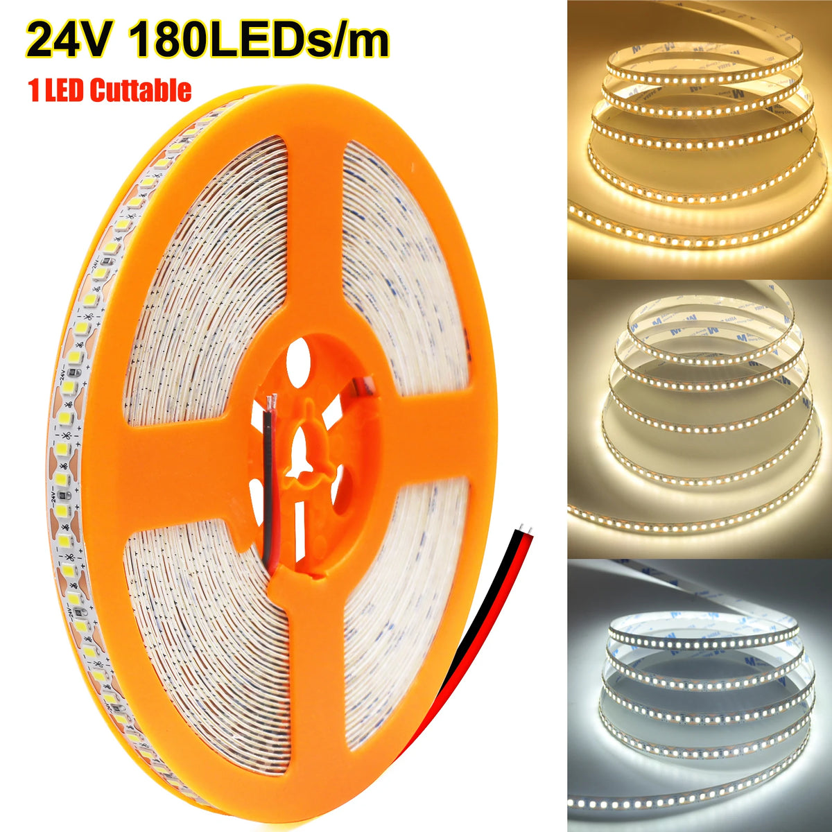 24V 5m 10m/Roll LED Strip Light High Bright 180LEDs/M