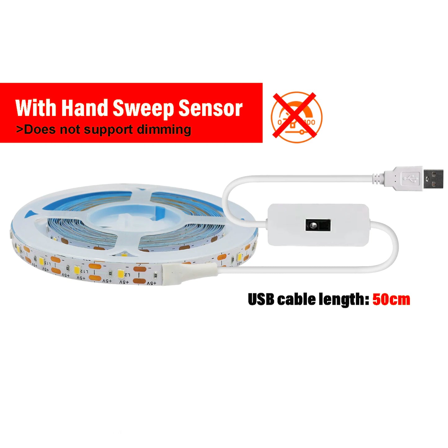 USB LED Strip Light DC5V 2835 With Dimmer/ON OFF Switch