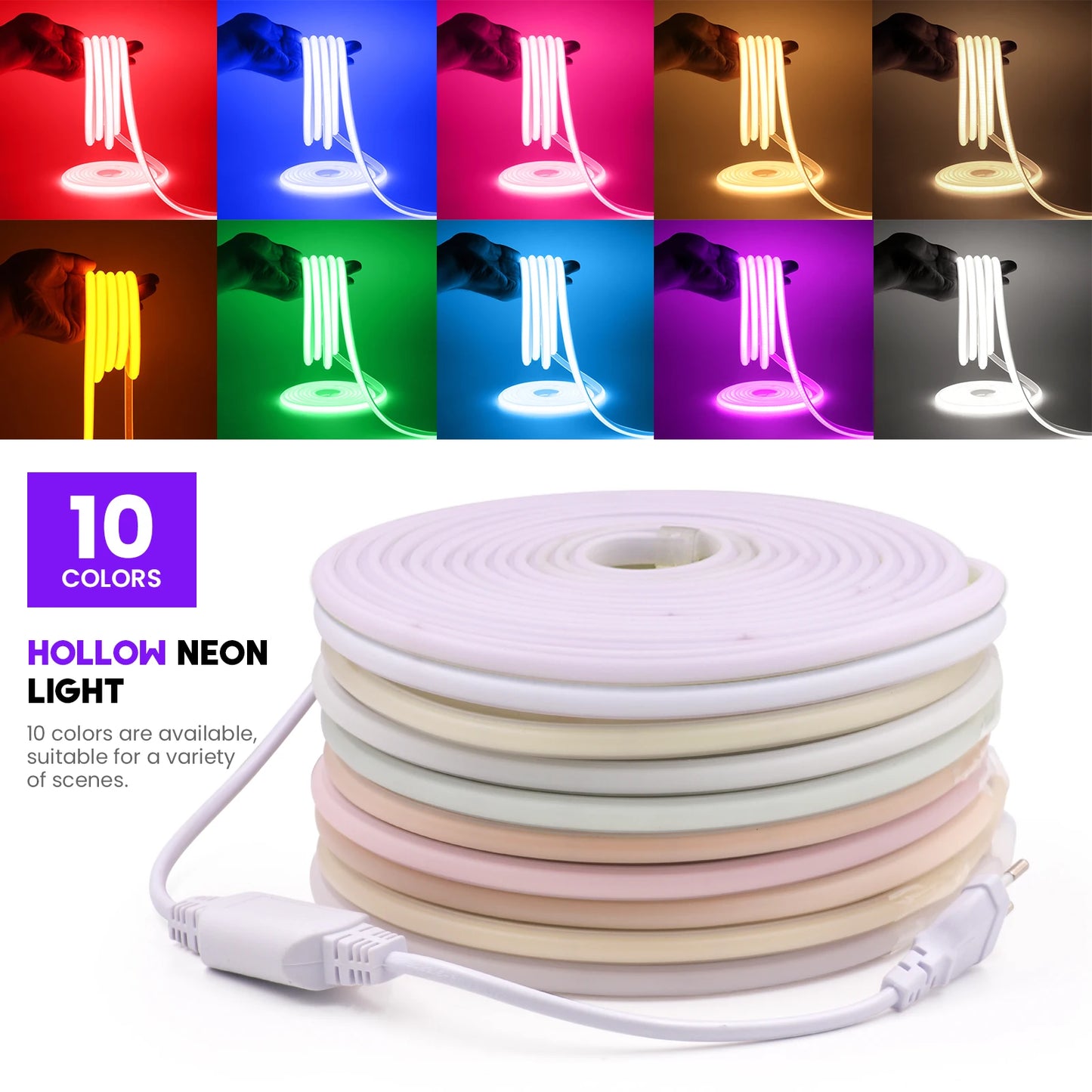 220V COB Neon Strip Light EU Plug Waterproof Outdoor