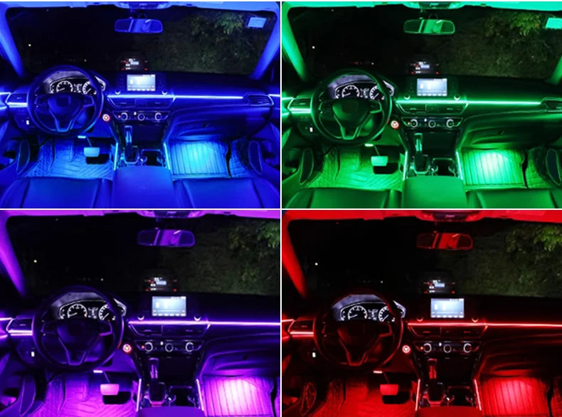 Led Car Ambient Lights App Control Optic Strip Acrylic Fiber
