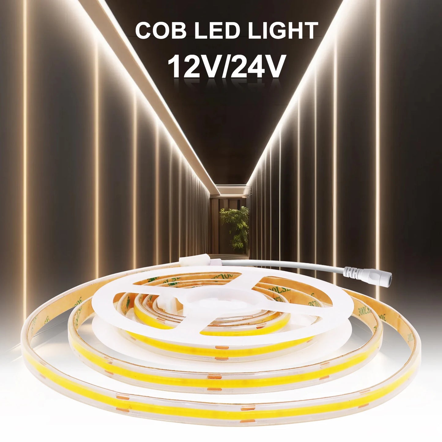 IP68 Waterproof COB LED Strip Lights 12V 24V 480Leds Diode Tape