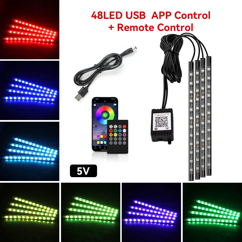 Car Neon LED Interior Ambient Foot Strip Light