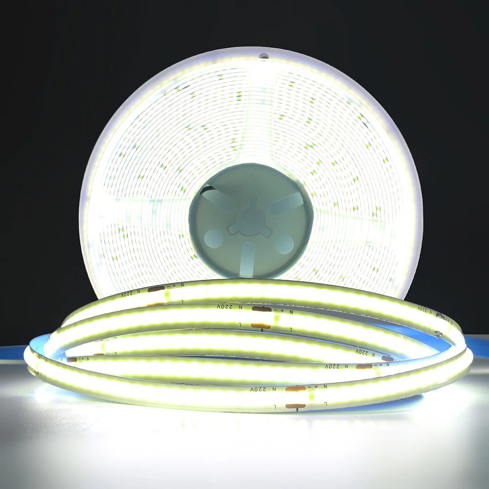 220V 110V COB LED 5m 10m 20m 50m Strip Light 2pin Power Kit