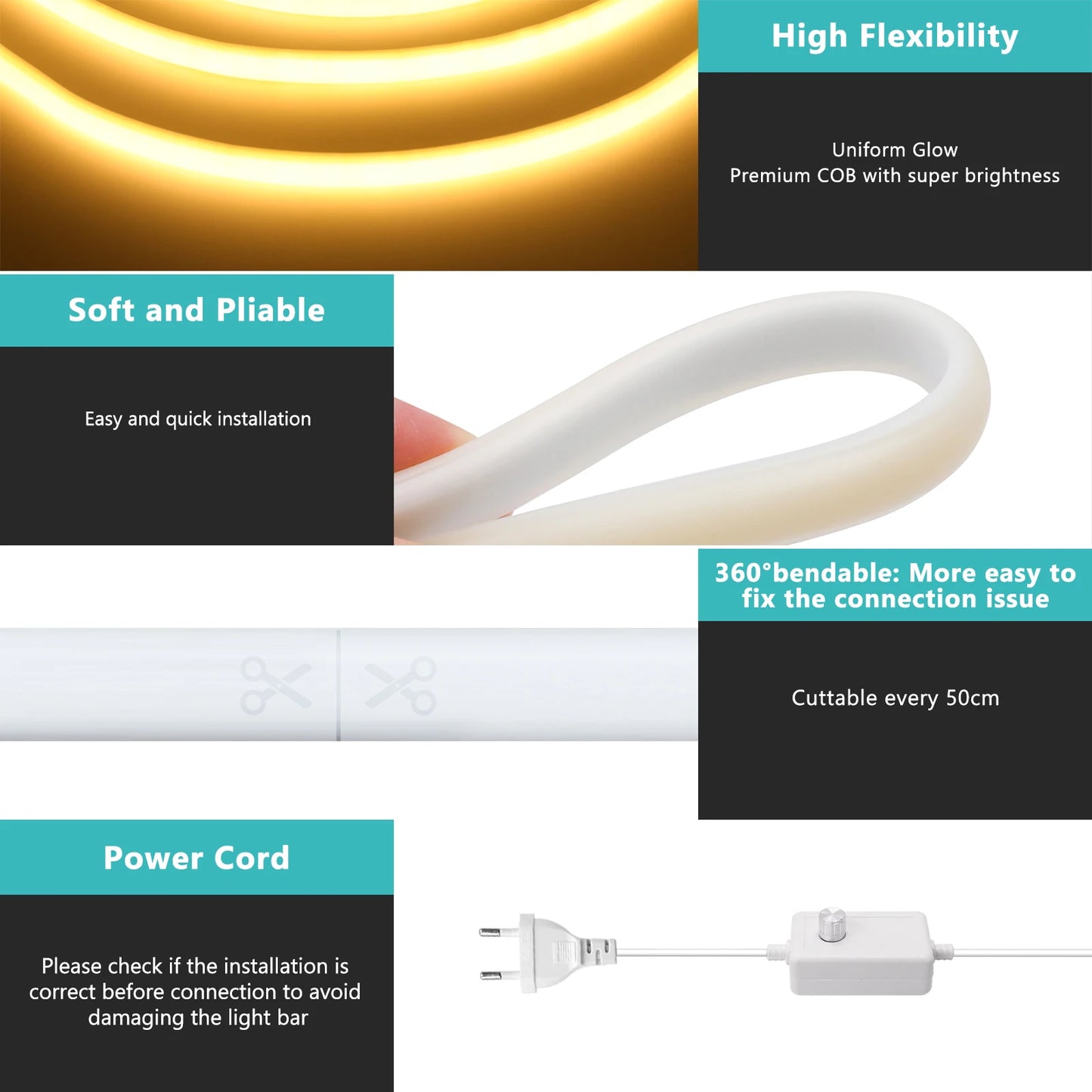 220V COB LED Light Strip IP65 Waterproof Ribbon Tape