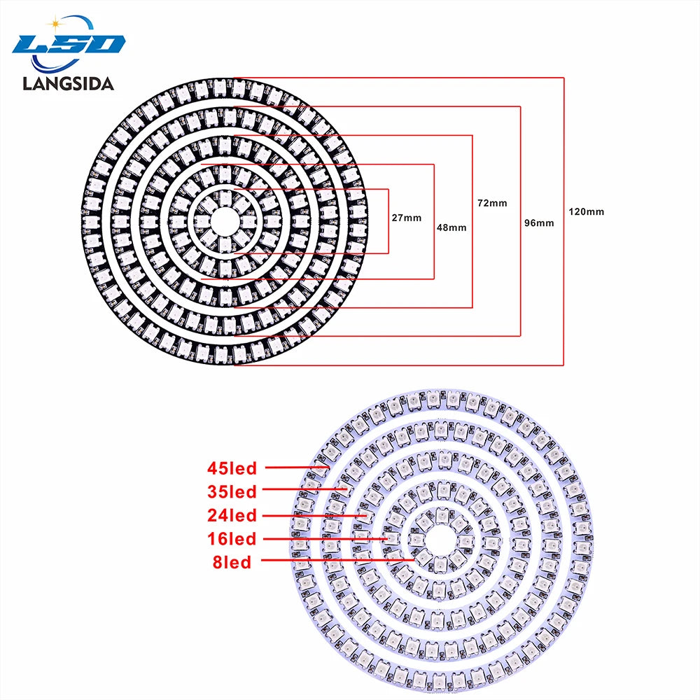 DC5V WS2812B Pixel Ring LED Panel Light Individual