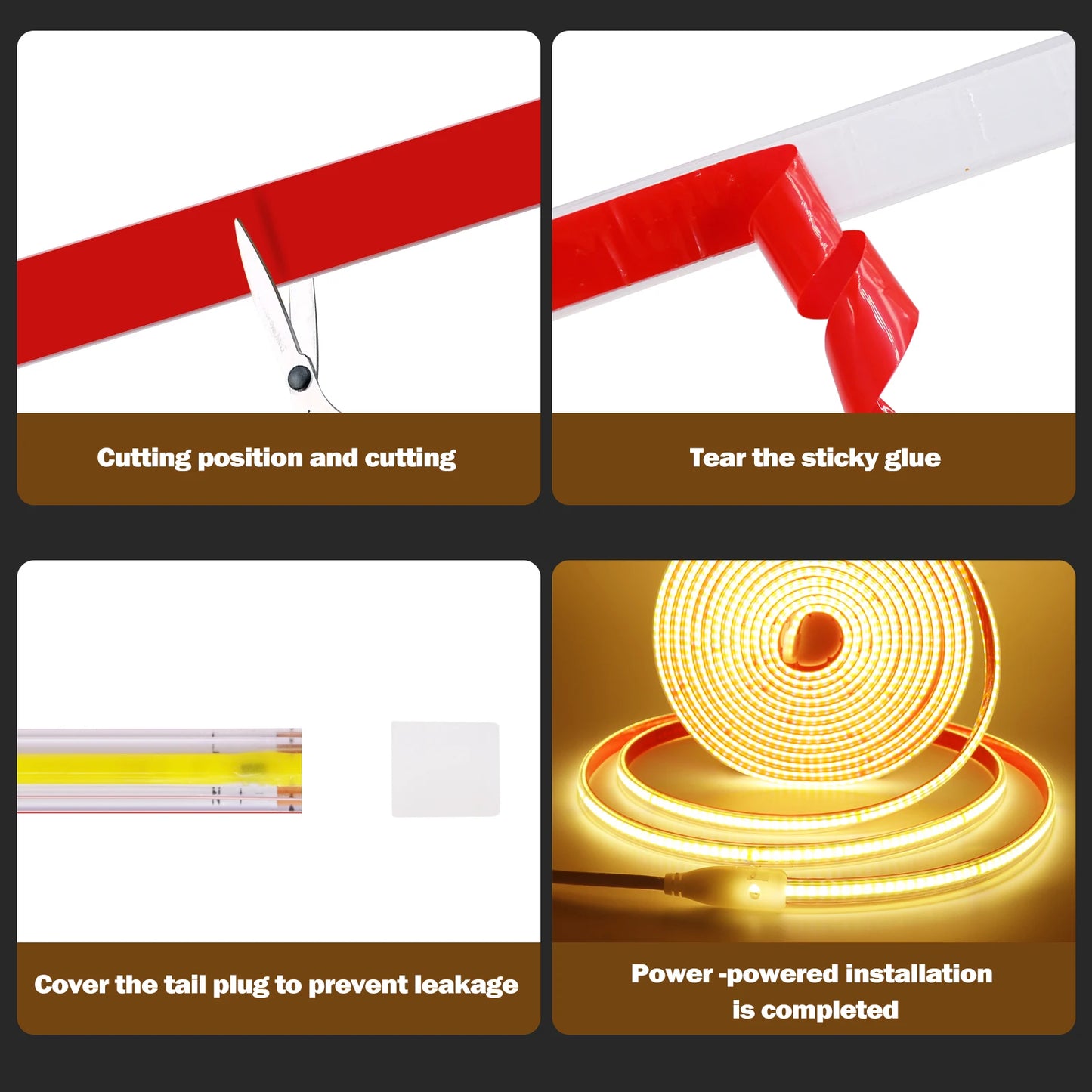 220V COB LED Strip IP65 Waterproof Flexible Tape Light