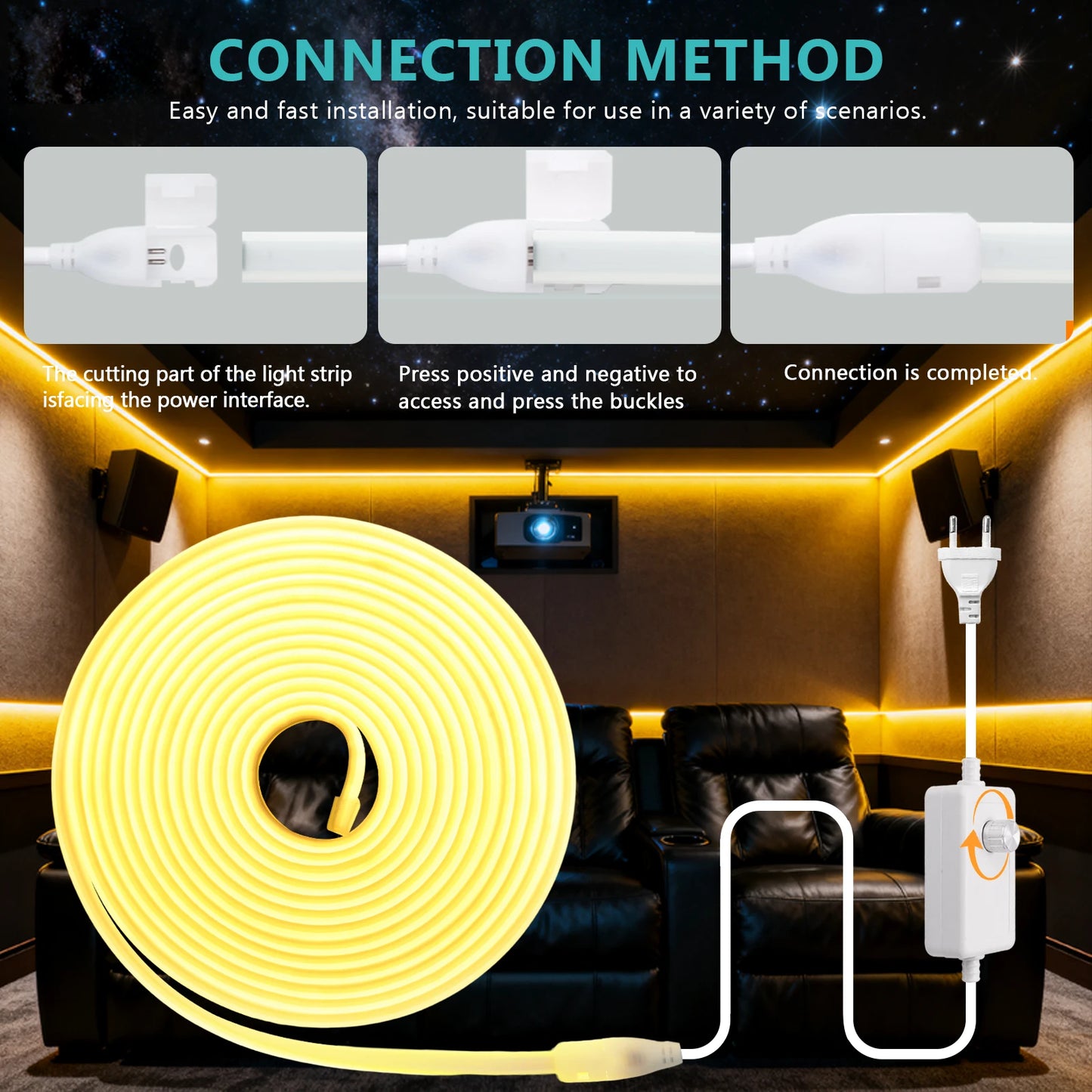 220V COB LED Light Strip IP65 Waterproof Ribbon Tape