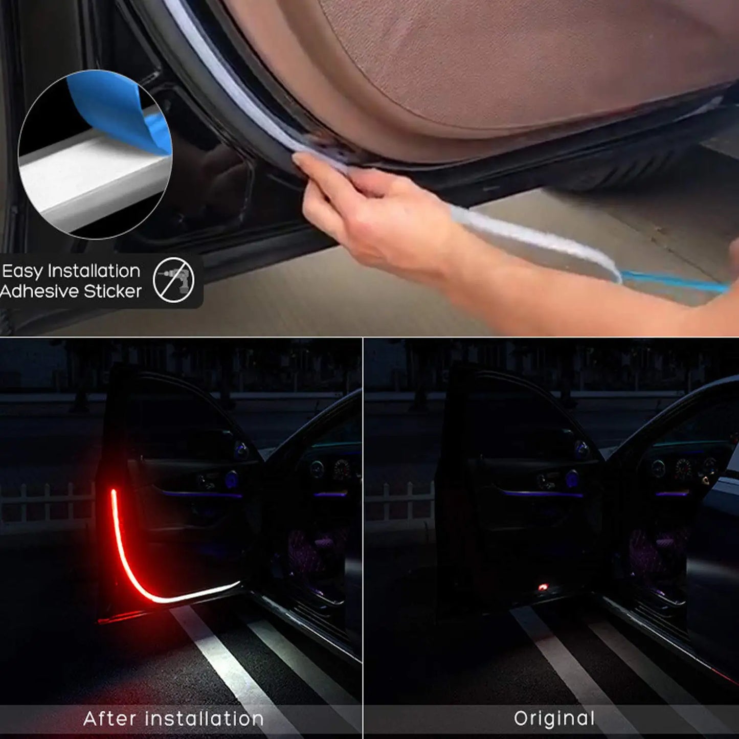 Car Door LED Warning Strip Light Flexible Dual Color