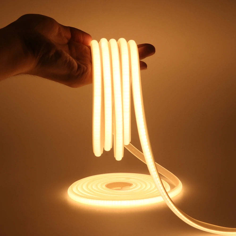 AC 110V 220V COB LED Strip Waterproof High Bright Flexible Ribbon