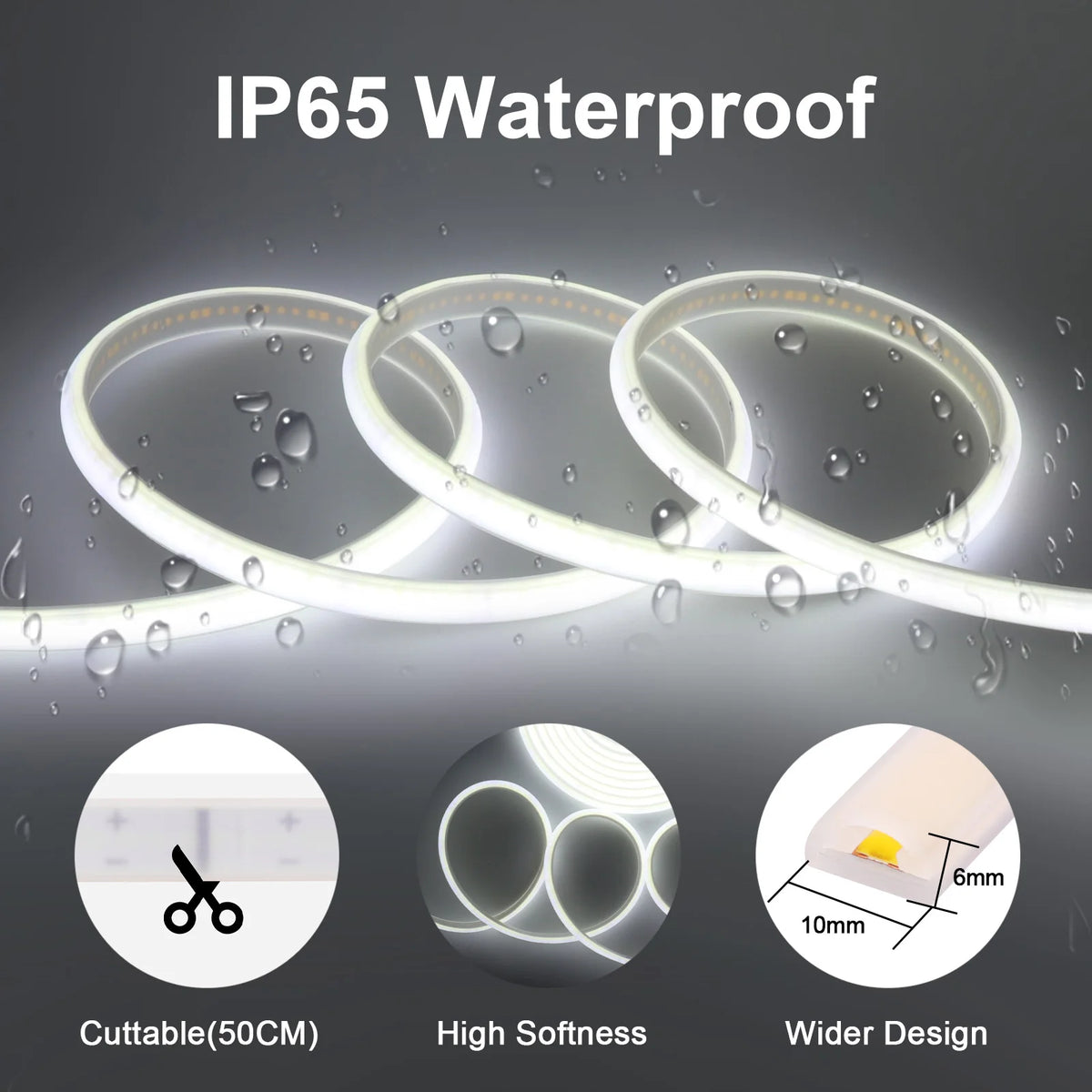 220V COB Strip Waterproof Home Decor Outdoor Flexible LED Light