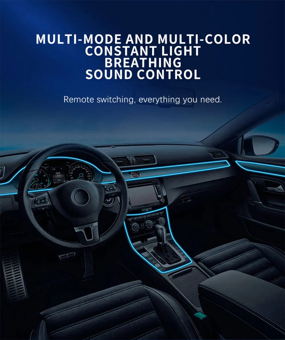 Car RGB LED Ambient Light Strip USB Fiber Optic Atmosphere