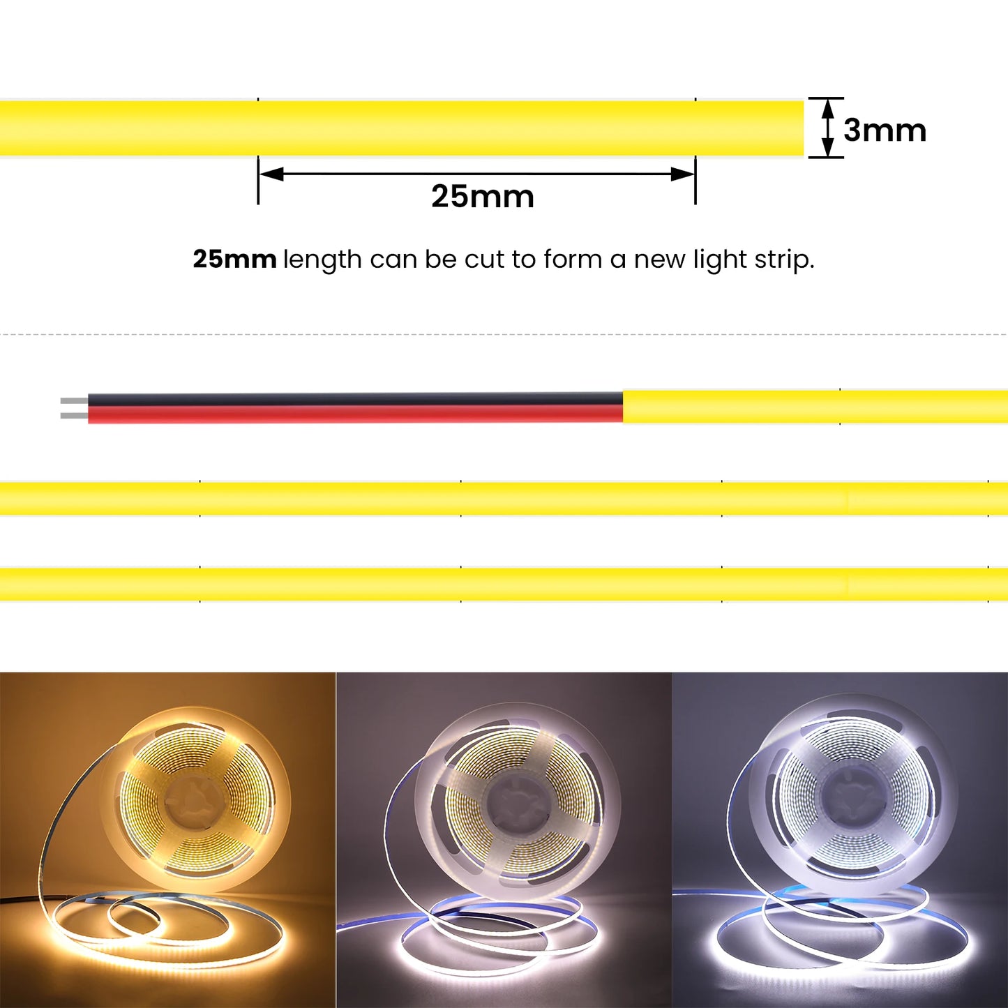 COB LED Strip 5V 12V 24V 320LEDs Flexible LED Tape