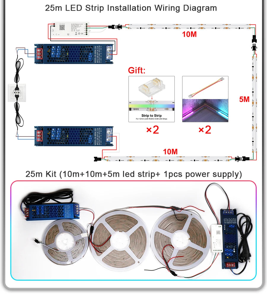 RGB-IC COB LED Strip with Tuya Wifi Controller LED Tape
