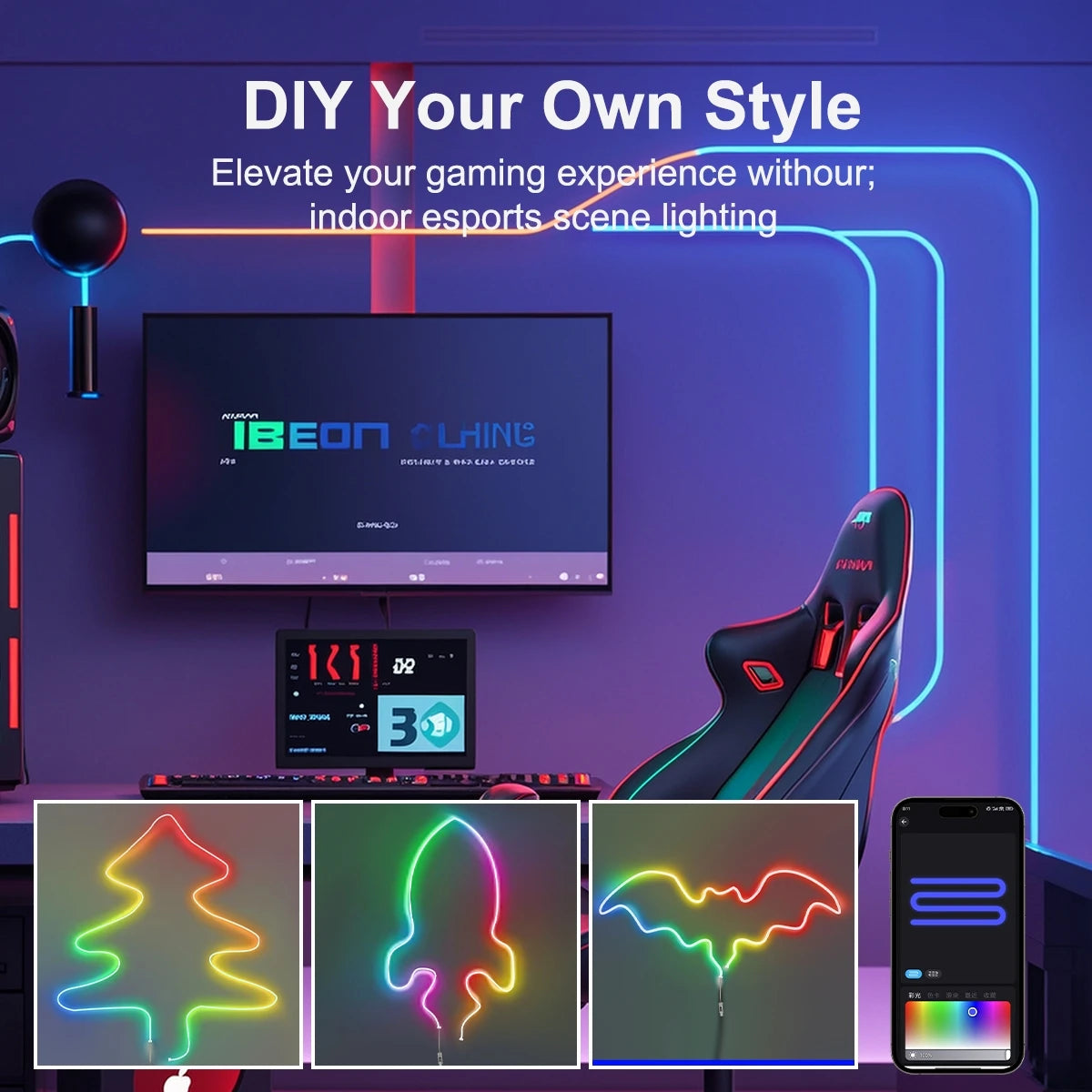 Smart WiFi and Bluetooth RGBIC Neon LED Strip Lights
