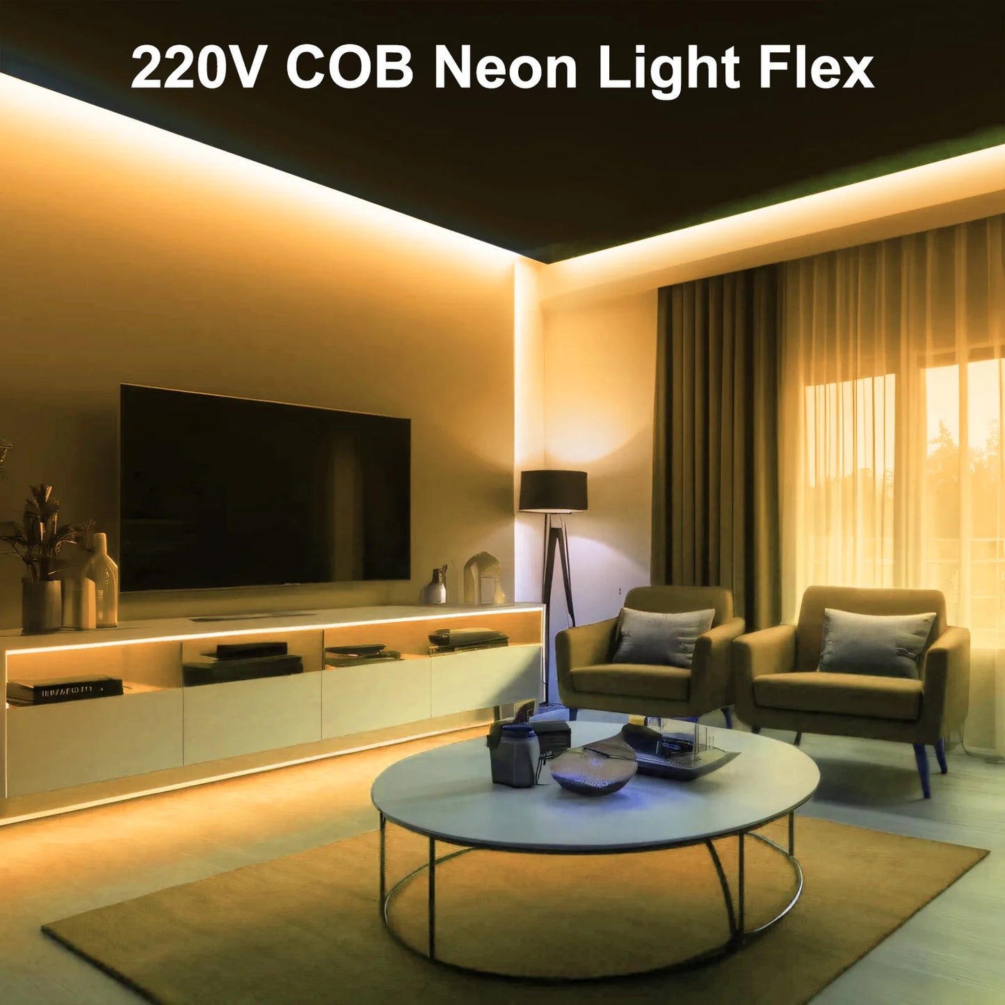 Dimmerable 220V COB Strip Flexible Ribbon LED Neon Light