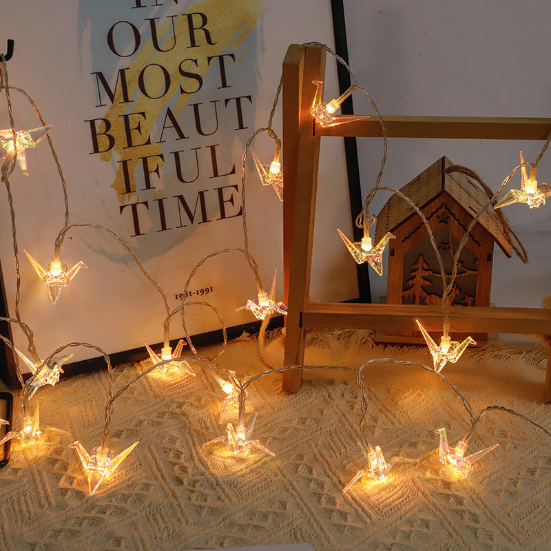 LED Colored Lamp Paper Crane Lighting Chain Creative House Decorative Lights