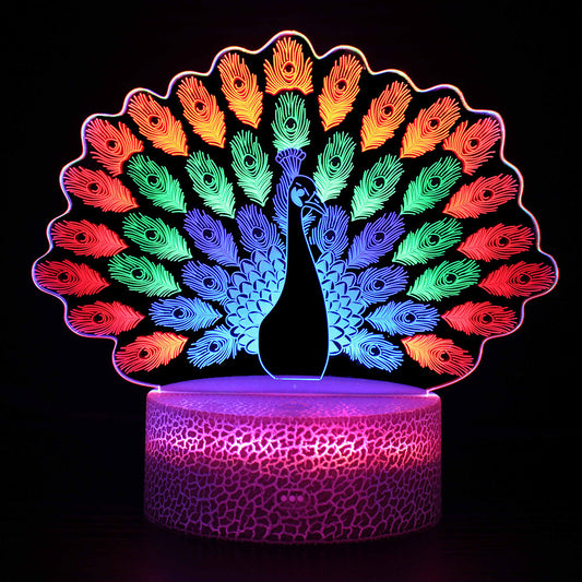 3 Acrylic Plates 3D Night Lights Touch Control Colorful LED Lamp