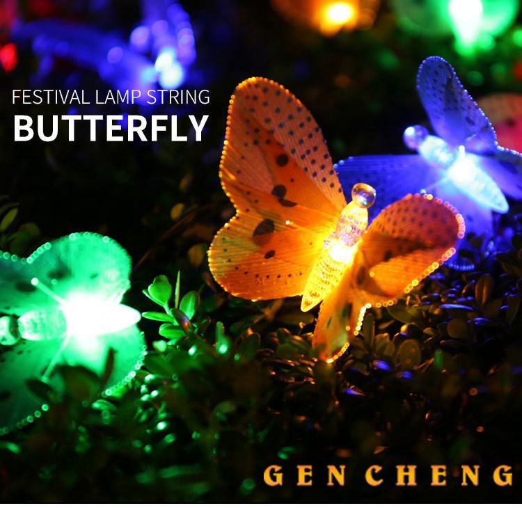 LED Solar String Lights Optical Fiber Butterfly Solar LED Spot Light