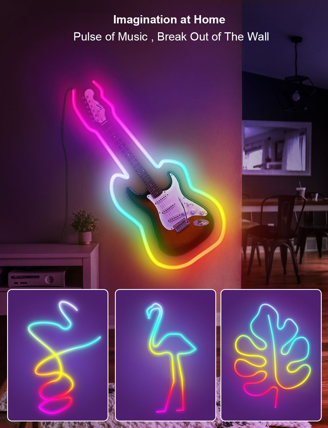 3 M Neon Lights With Music Strips