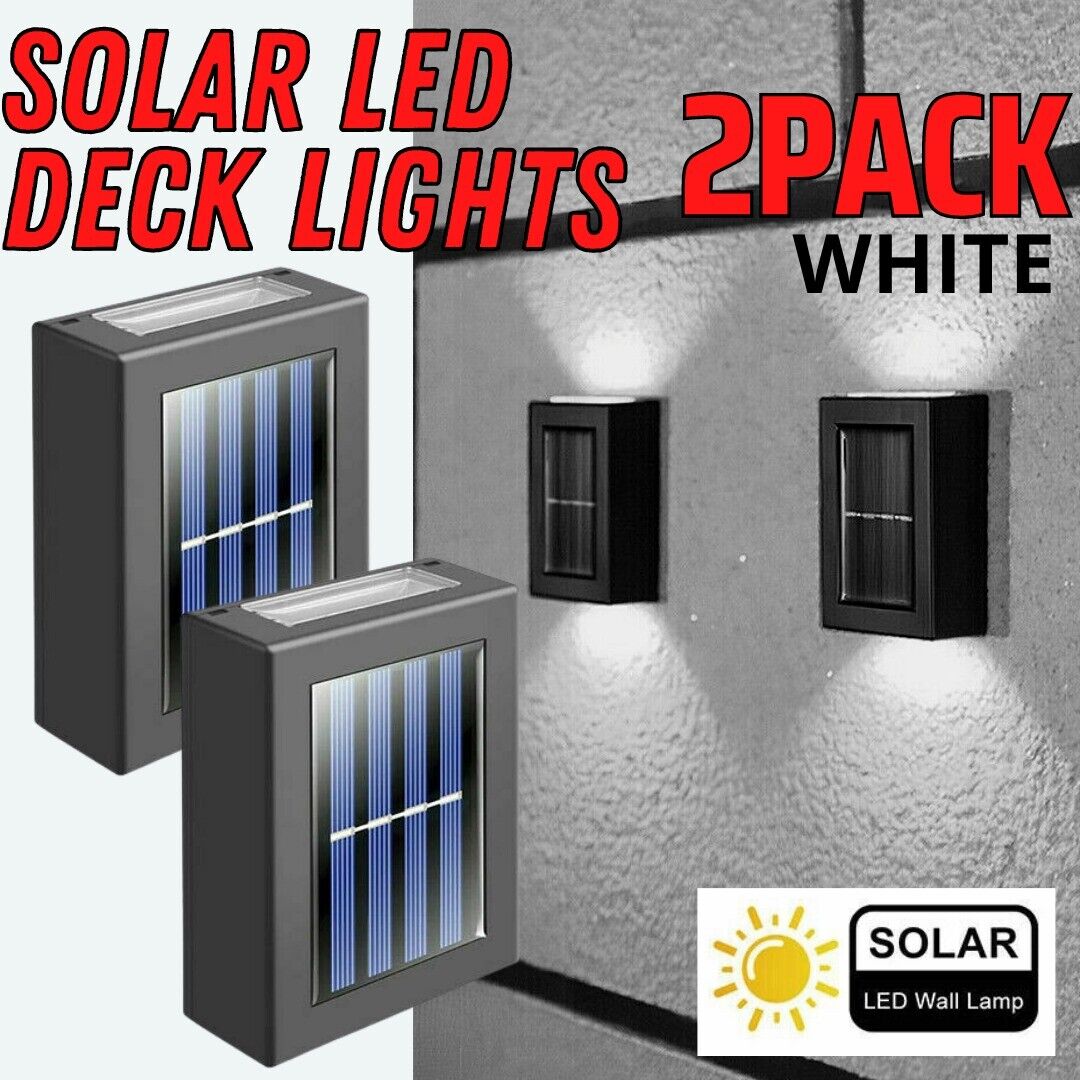 Outdoor Solar 2 LED Deck Lights Path Garden Patio Pathway Stairs Step Fence Lamp