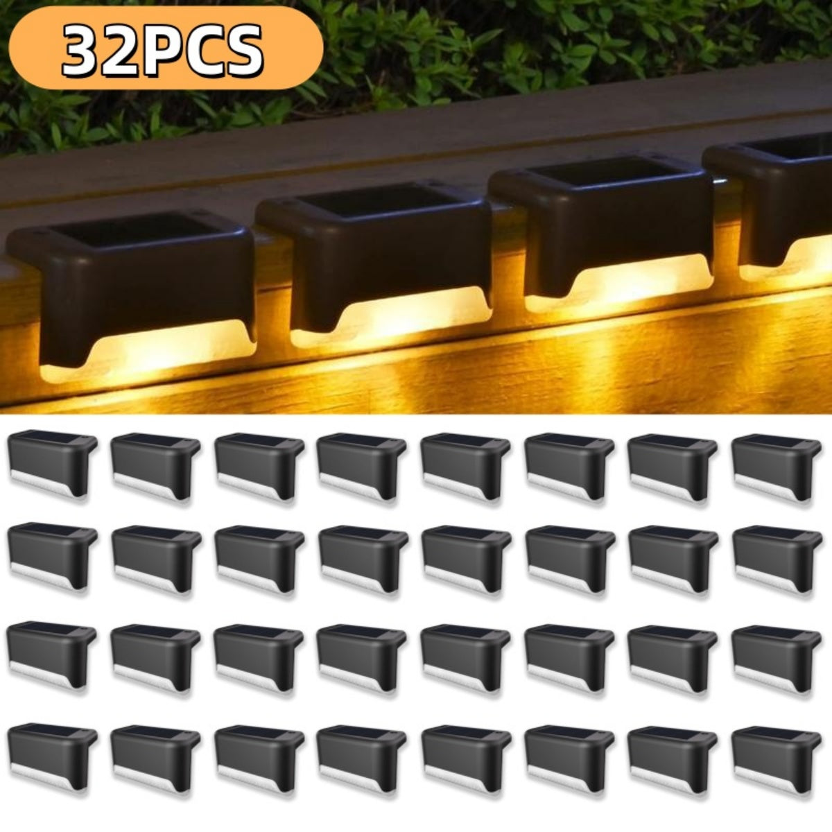 32&16 PCS Solar Deck Lights Outdoor Solar Step Lights