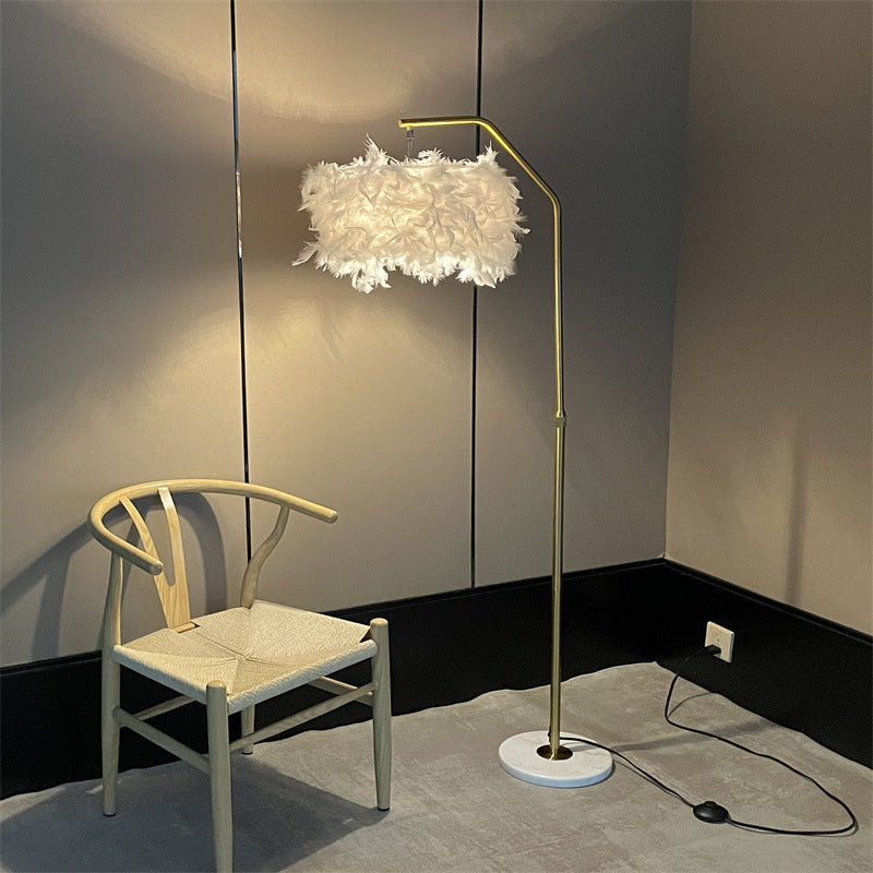 Creative Marble Feather Floor Lamp In Living Room
