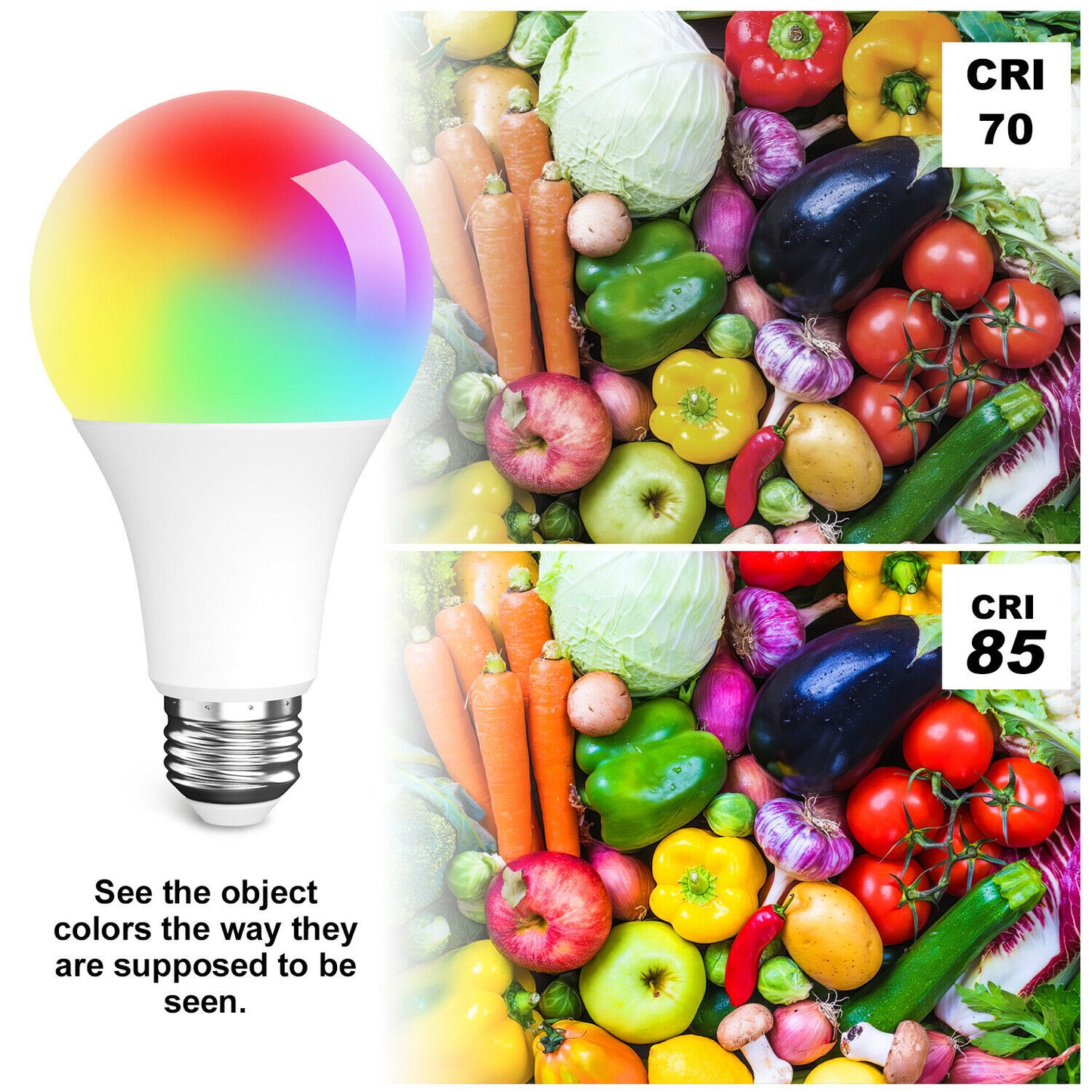 LED Light Bulb 15W RGB Smart Wireless Remote Dimmable Lamp Color