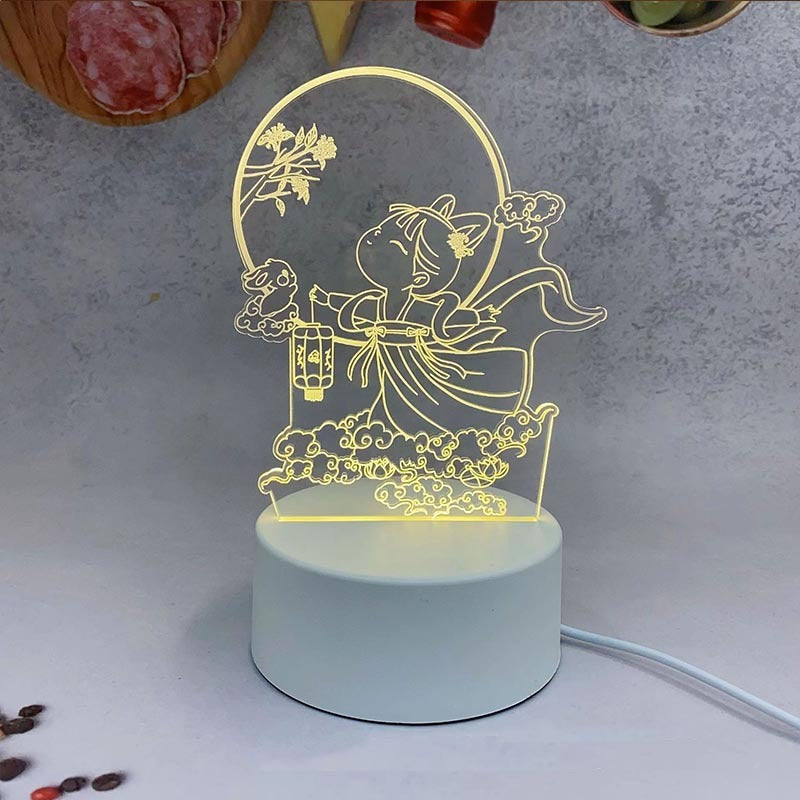 Mid-Autumn Small Night Lamp Bedside Table Decoration 3D Acrylic Table Lamp