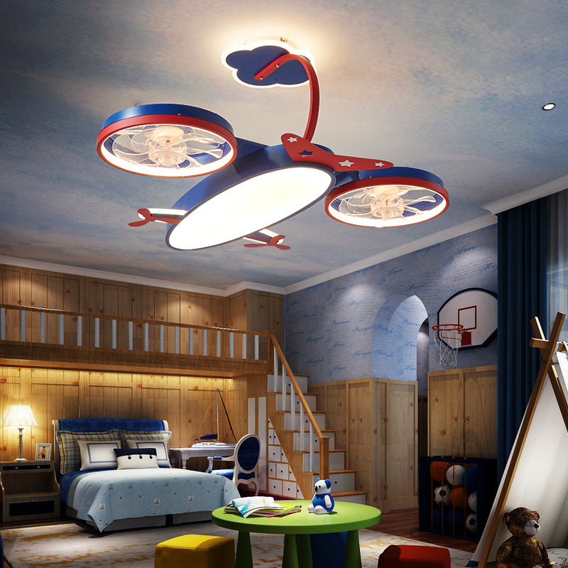 Cartoon Airplane Fan Lights In Children's Room