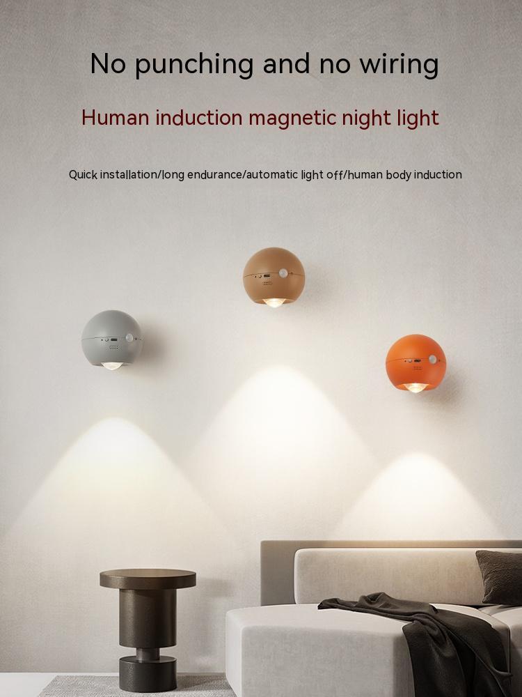 Creative Bedside-use Wall Lamp Punch-free Magnetic