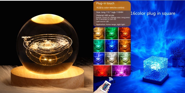 LED Water Ripple Ambient Night Light USB Rotating Projection