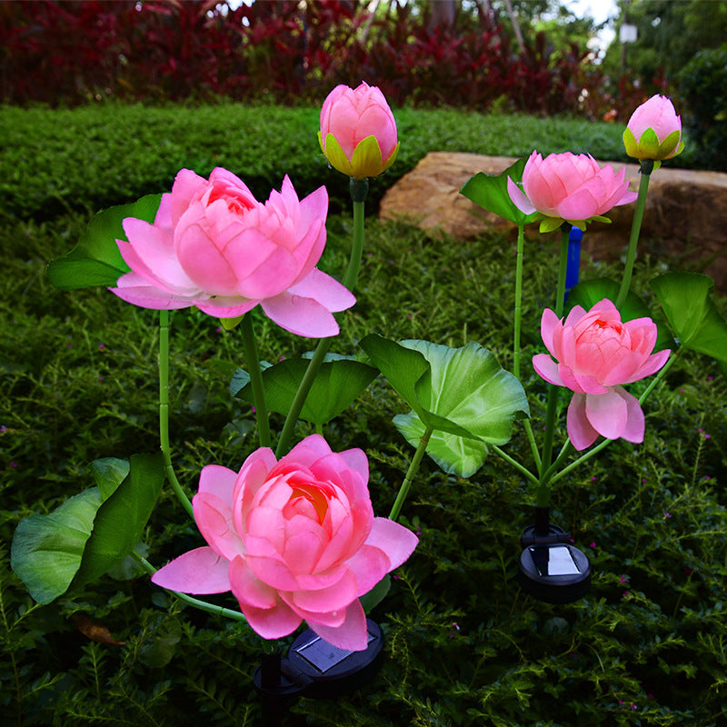 New Solar Light LED Lotus Ground Insert Outdoor Garden Decoration