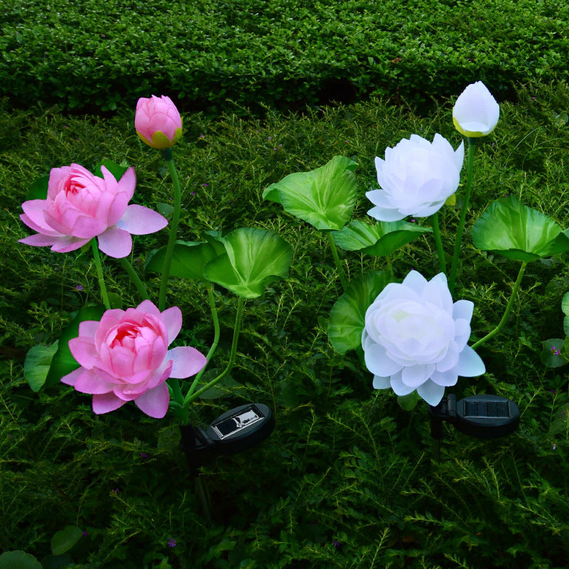 New Solar Light LED Lotus Ground Insert Outdoor Garden Decoration