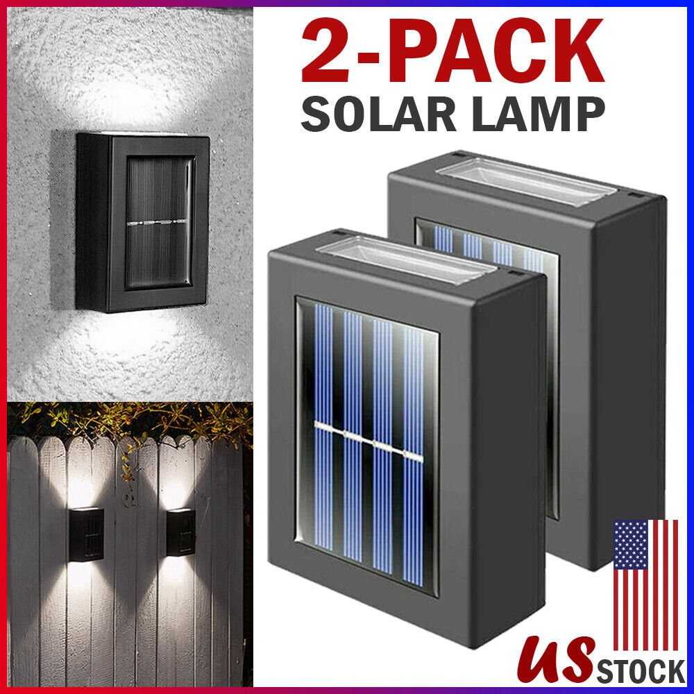 2 Pack New Solar Deck Lights Outdoor Waterproof LED Steps Lamps For Stairs Fence