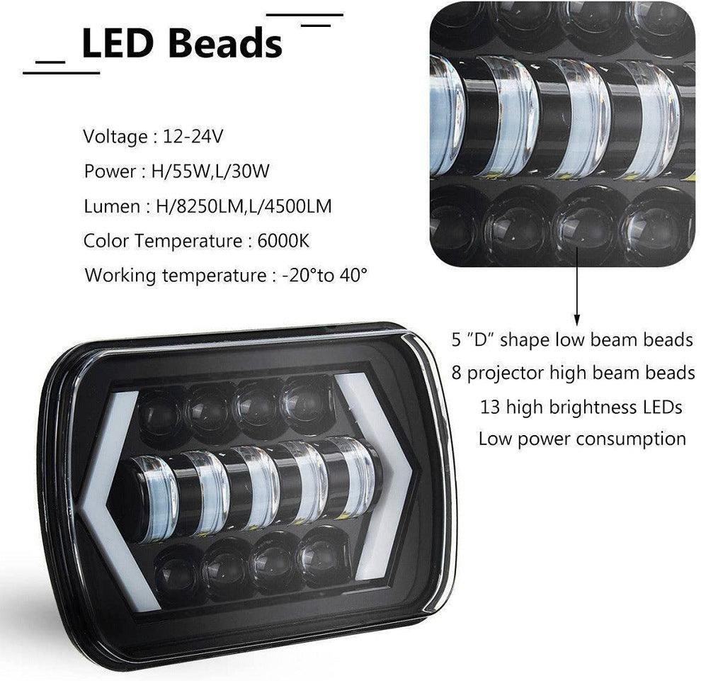 Suitable For 7 Inch Square Led Headlight Rectangular Far And Near Light