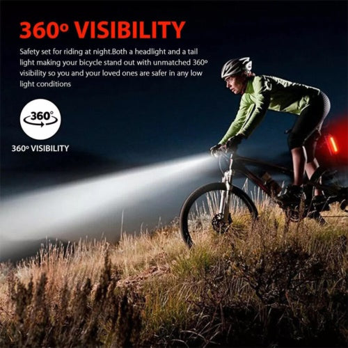 LED Rechargeable Bike Lights Bicycle Torch Front & Rear Lamp