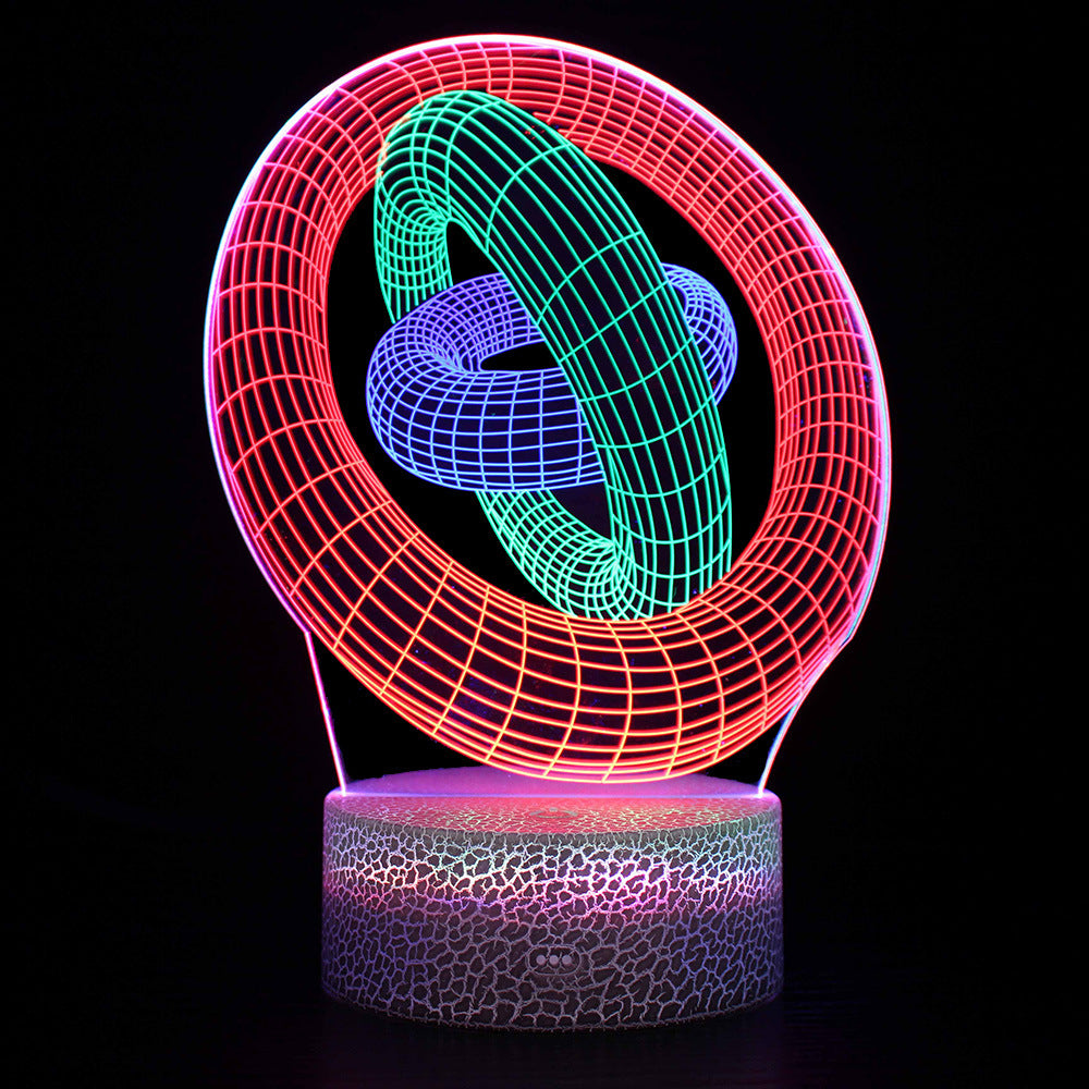 3 Acrylic Plates 3D Night Lights Touch Control Colorful LED Lamp