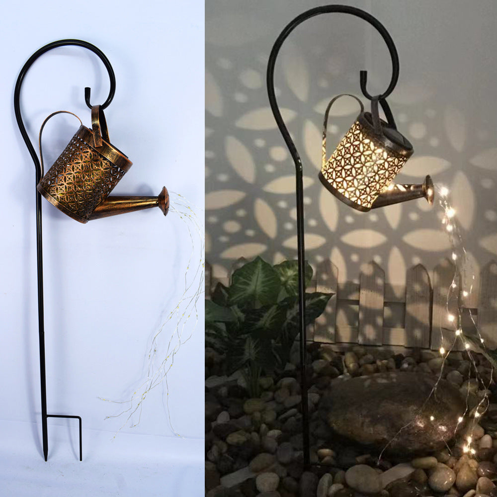 Enchanted Watering Can Outdoor Solar Ornament Lamp Garden