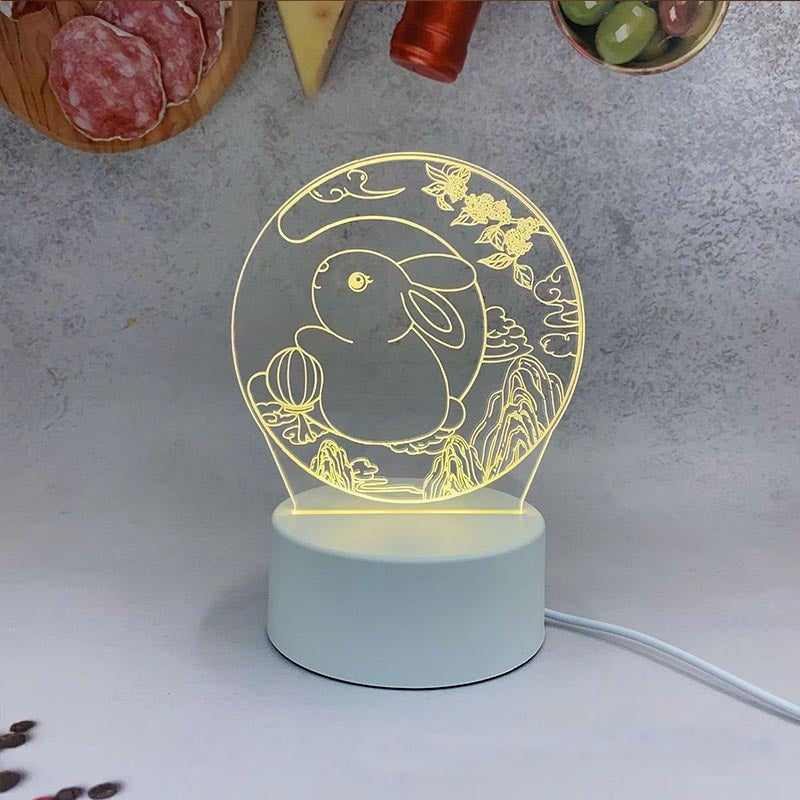 Mid-Autumn Small Night Lamp Bedside Table Decoration 3D Acrylic Table Lamp